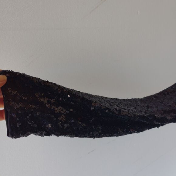 H&M Black Bodysuit with Sequins XS NWT Holiday New Years Cocktail Glam Sparkle - Picture 4 of 10